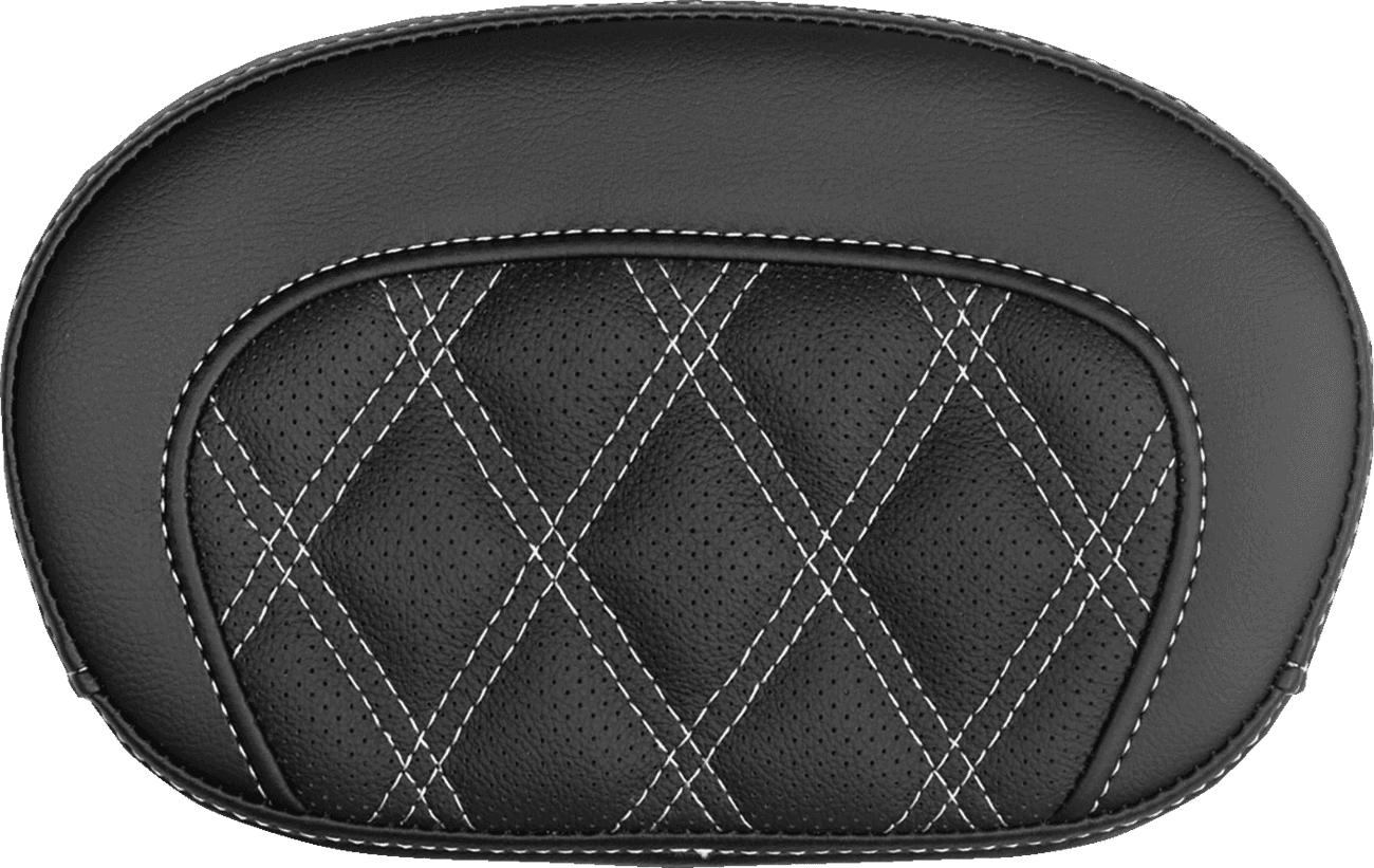 SADDLEMEN 0822-0736 Mini Contour Sissy Bar Pad - Lattice Stitch - White Stitch
