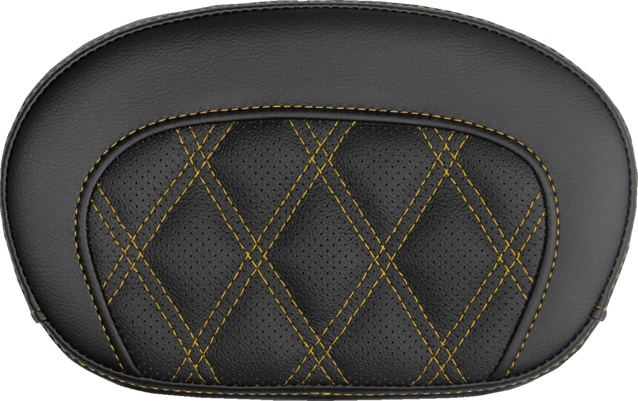 SADDLEMEN 0822-0737 Mini Contour Sissy Bar Pad - Lattice Stitch - Gold Stitch