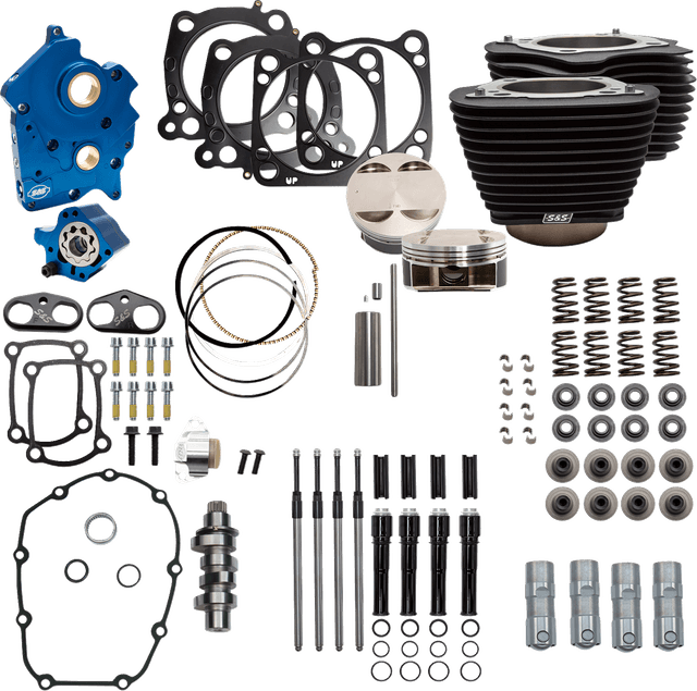 S&S CYCLE 09040135 Power Pack - 4.375" Stroke - Oil Cooled - Black Granite w/Highlights - M8