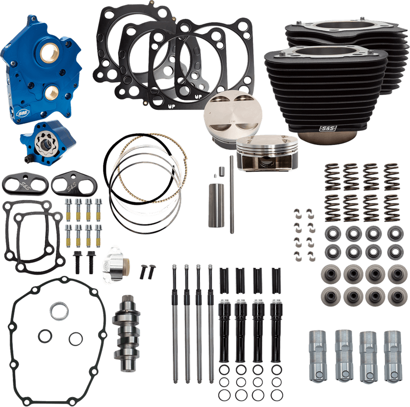 S&S CYCLE 09040135 Power Pack - 4.375" Stroke - Oil Cooled - Black Granite w/Highlights - M8