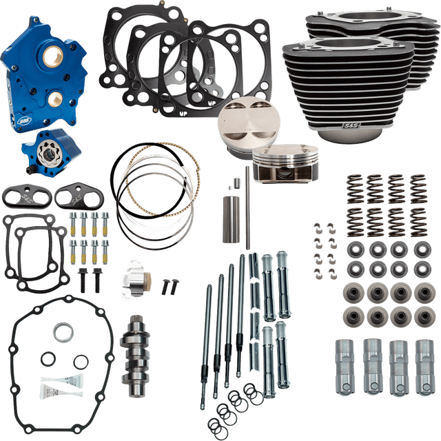 S&S CYCLE 09040137 Power Pack - 4.375" Stroke - Oil Cooled - Black w/o Highlights - M8