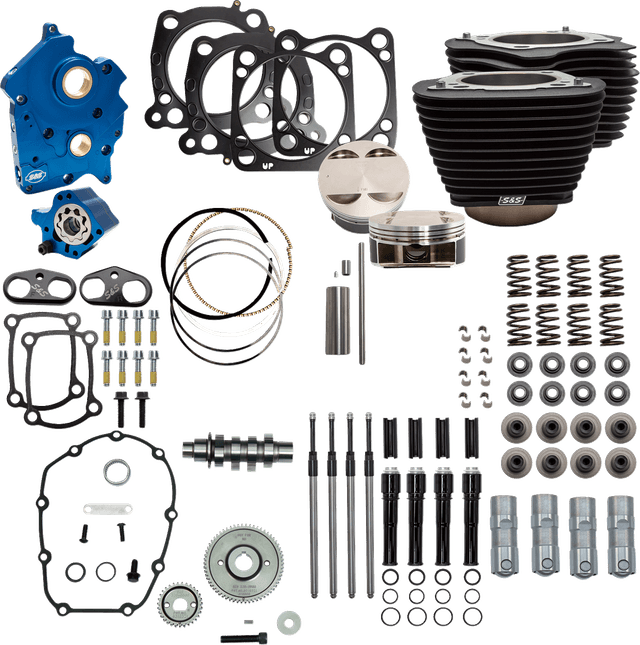 S&S CYCLE 09040138 Power Pack - 4.375" Stroke - Oil Cooled - Black Granite w/Highlights - M8