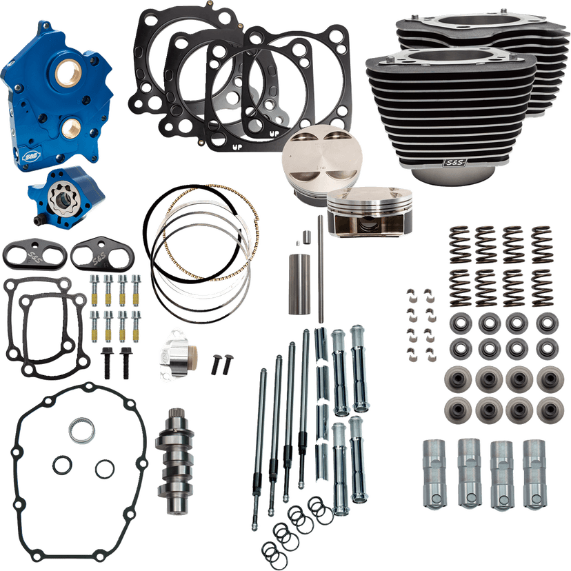 S&S CYCLE 09040146 Power Pack - 4.375" Stroke - Water Cooled - Black w/Highlights - M8