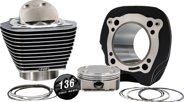 S&S CYCLE 09040148 132" High Compression | 136" Big Bore Kit - 4.320" Bore - Black w/Highlighted Fins - M8