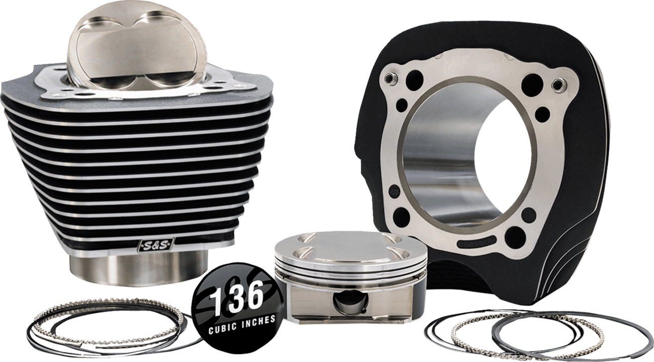 S&S CYCLE 09040150 132" High Compression | 136" Big Bore Kit - 4.320" Bore - Black Granite w/Highlighted Fins - M8