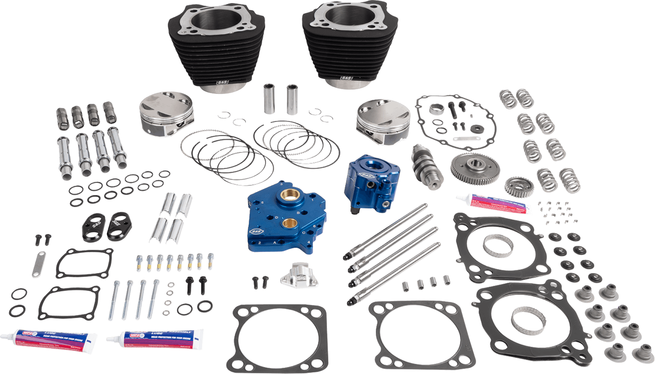 S&S CYCLE 09040174 132" Power Package - HPT496 - Gear Drive - Oil Cooled - Black w/o Highlights - 114"/117" M8