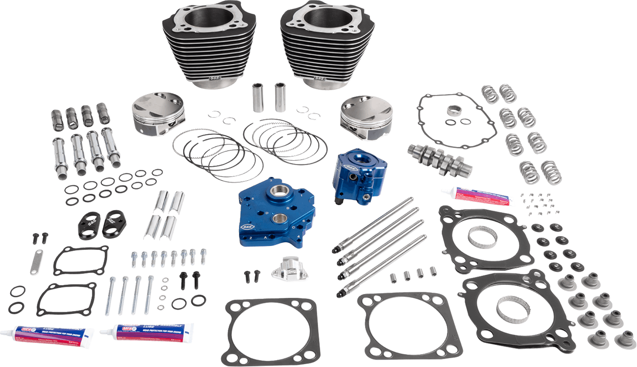 S&S CYCLE 09040175 132" Power Package - HPT496 - Gear Drive - Oil Cooled - Balck with Highlights - 114"/117" M8