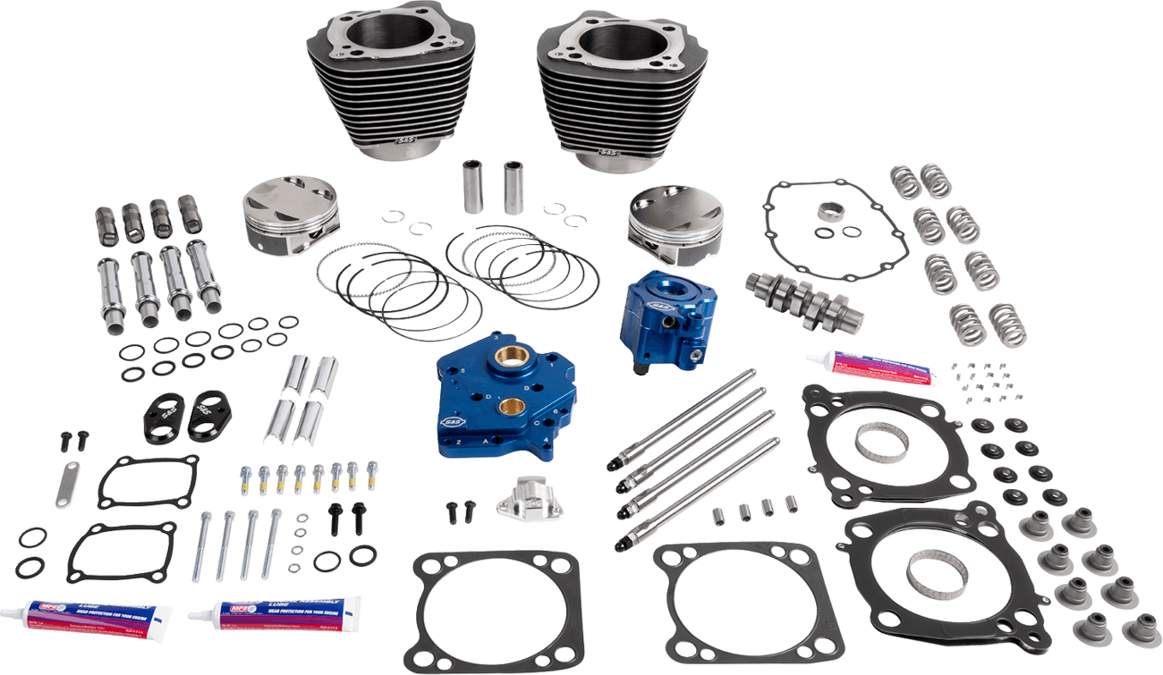 S&S CYCLE 09040176 132" Power Package - HPT496 - Chain Drive - Water Cooled - Black Granite - 114"/117" M8