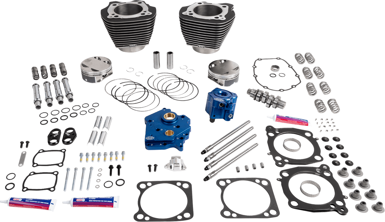 S&S CYCLE 09040177 132" Power Package - HPT496 - Chain Drive - Water Cooled - Black with Highlights - 114"/117" M8
