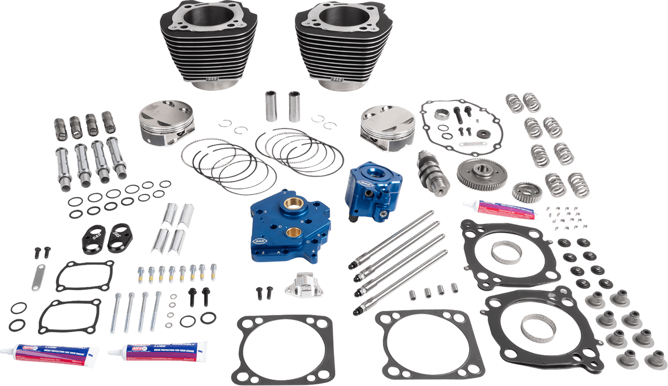 S&S CYCLE 09040179 132" Power Package - HPT496 - Gear Drive - Water Cooled - Black with Highlights - 114"/117" M8