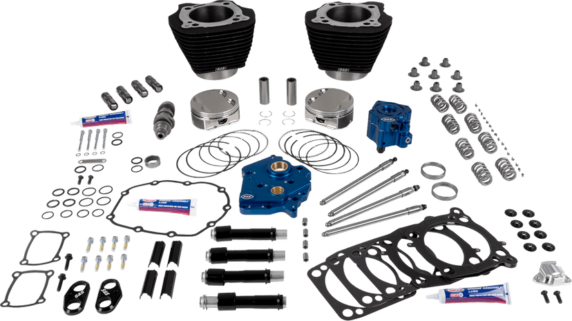 S&S CYCLE 09040180 129" Power Package - HPT496 - Chain Drive - Oil Cooled - Black w/o Highlights - 107" M8