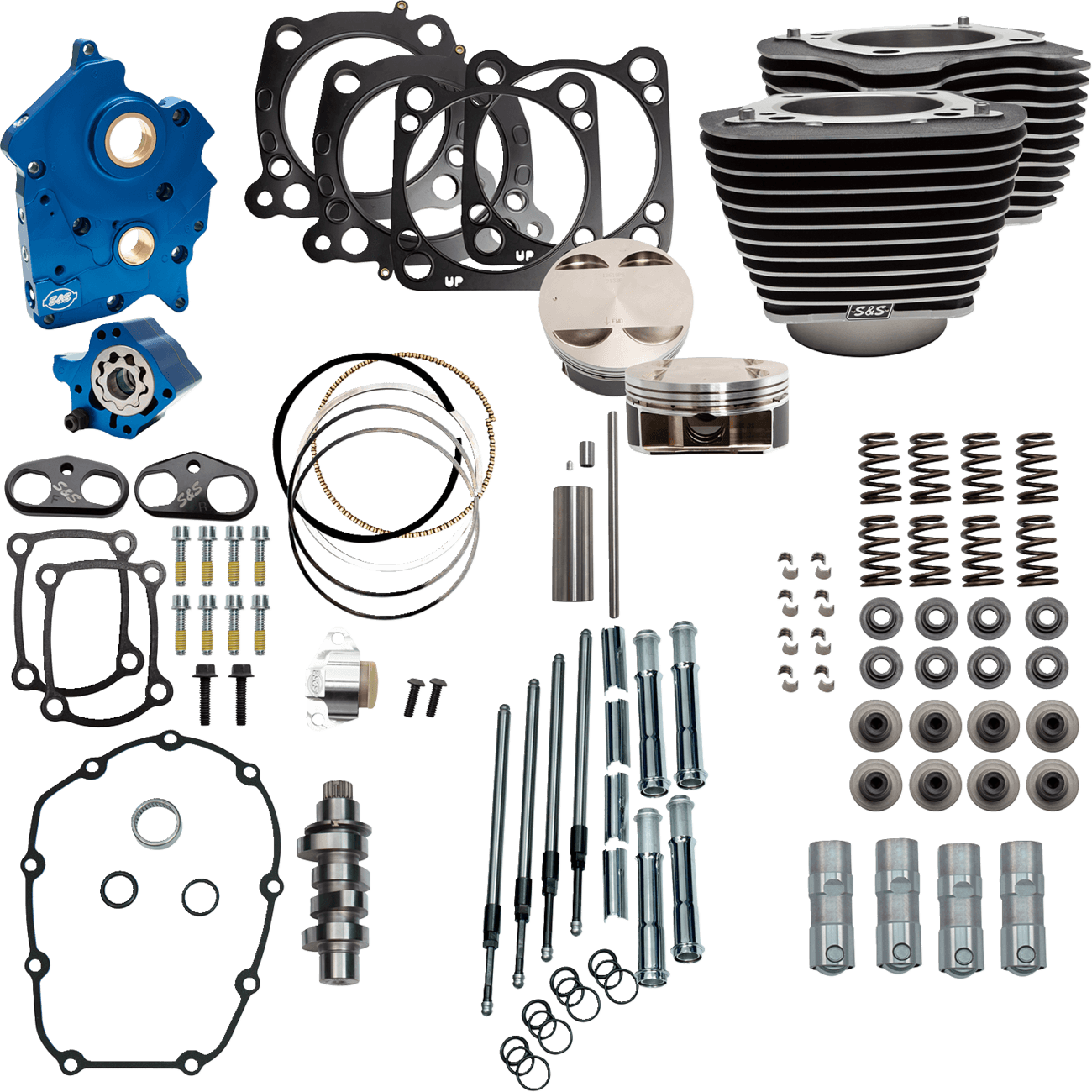 S&S CYCLE 09040186 Power Pack - Water Cooled - 550C - Wrinkle Black w/Highlight - Chrome Pushrod Tubes - M8