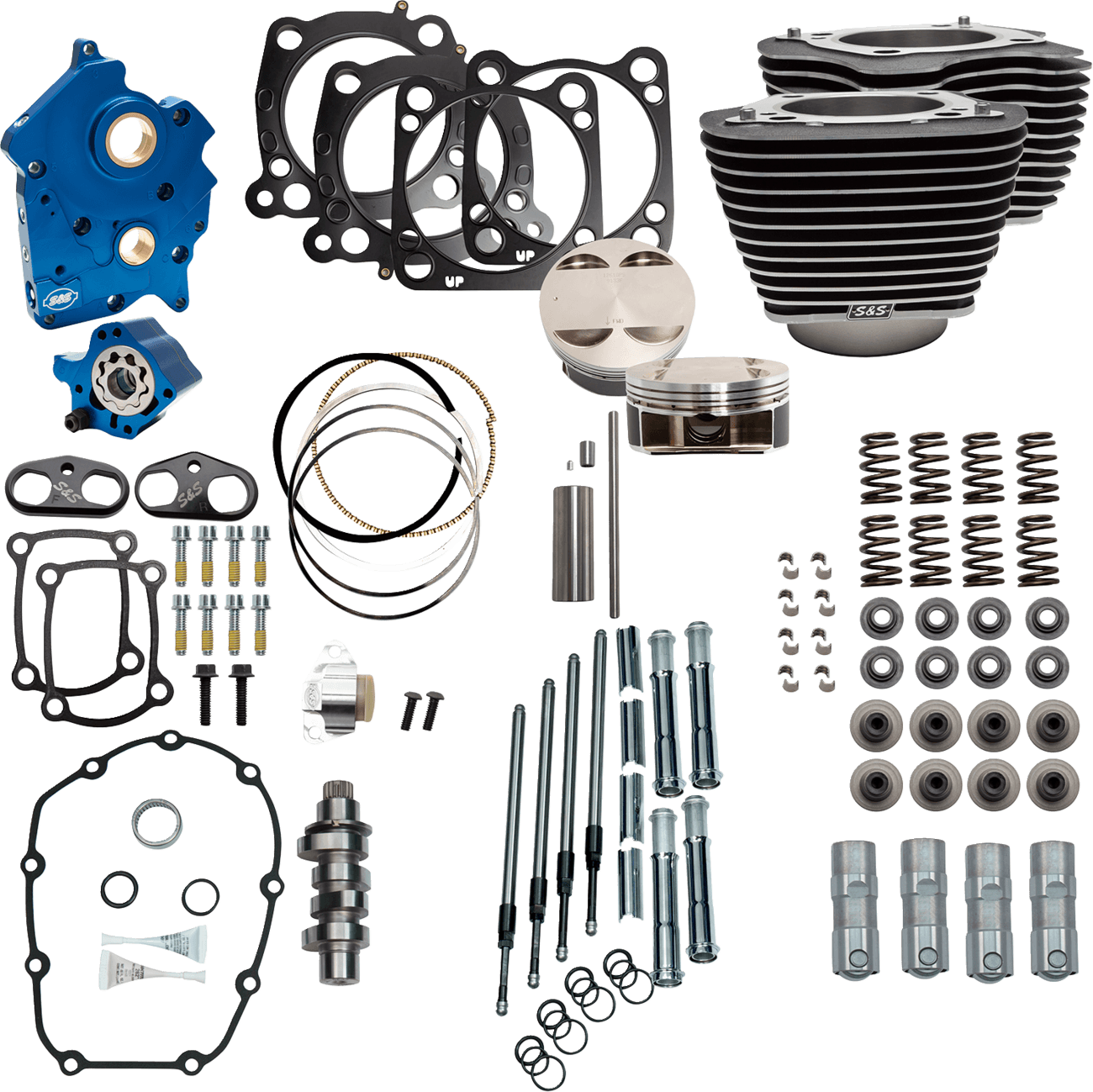 S&S CYCLE 09040188 Power Pack - Oil Cooled - 550C - Wrinkle Black w/Highlight - Chrome Pushrod Tubes - M8