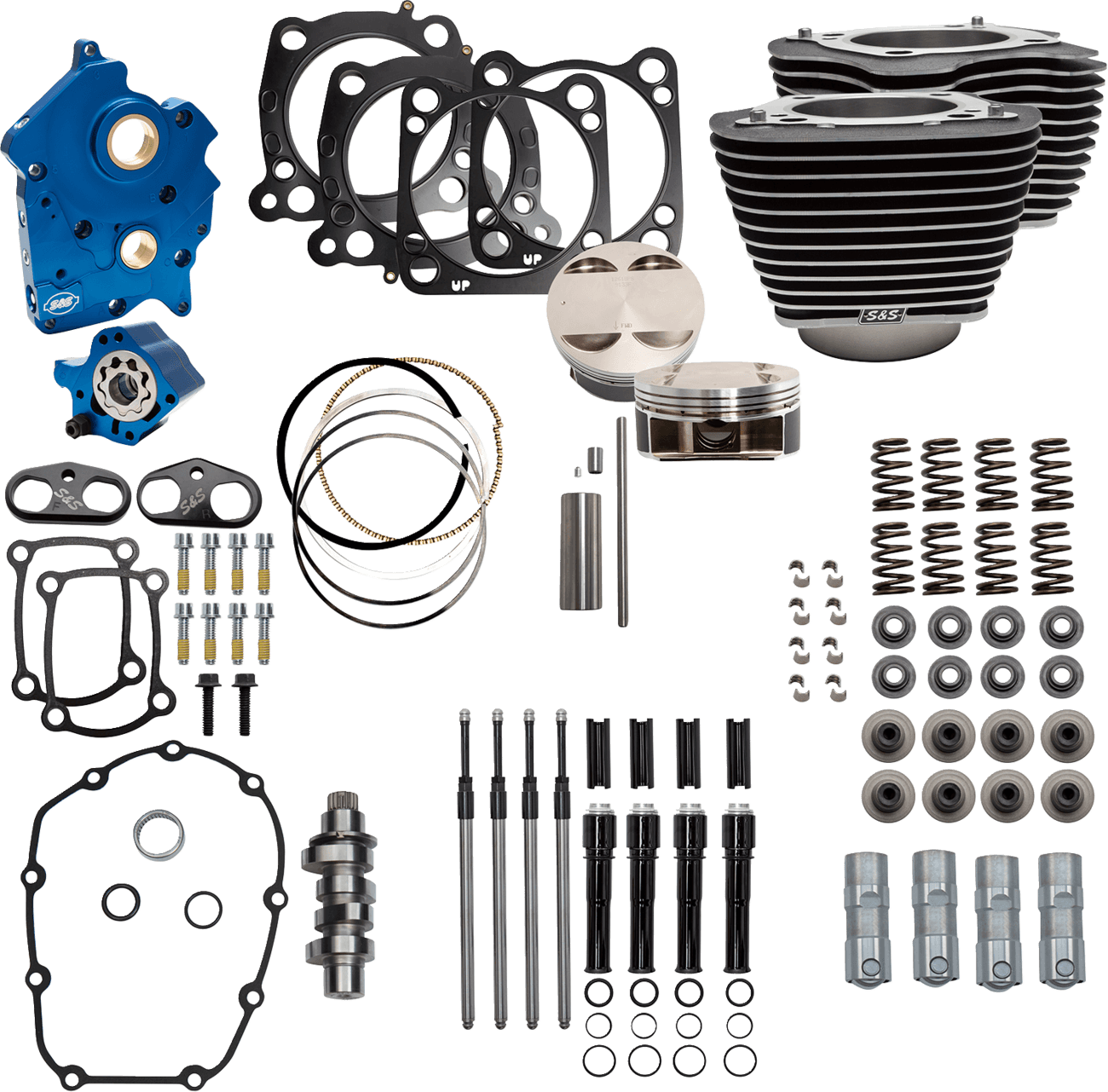 S&S CYCLE 09040190 Power Pack - Water Cooled - 550C - Wrinkle Black w/Highlight - Black Pushrod Tubes - M8