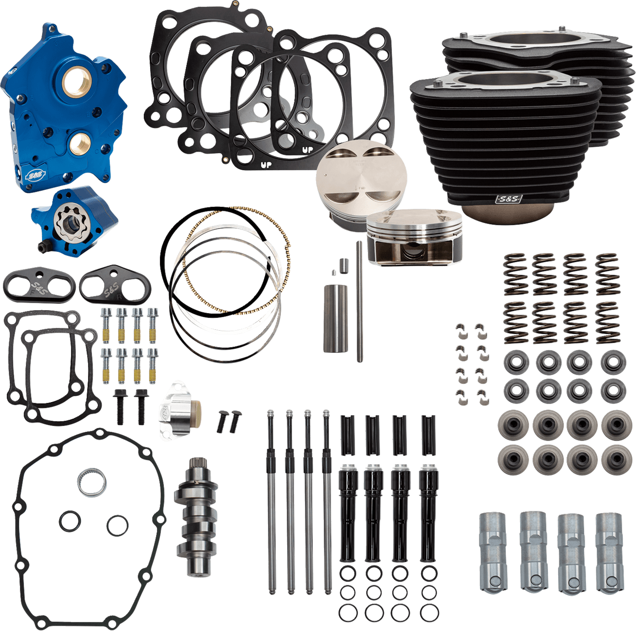 S&S CYCLE 09040191 Power Pack - Oil Cooled - 550C - Wrinkle Black w/o Highlight - Black Pushrod Tubes - M8