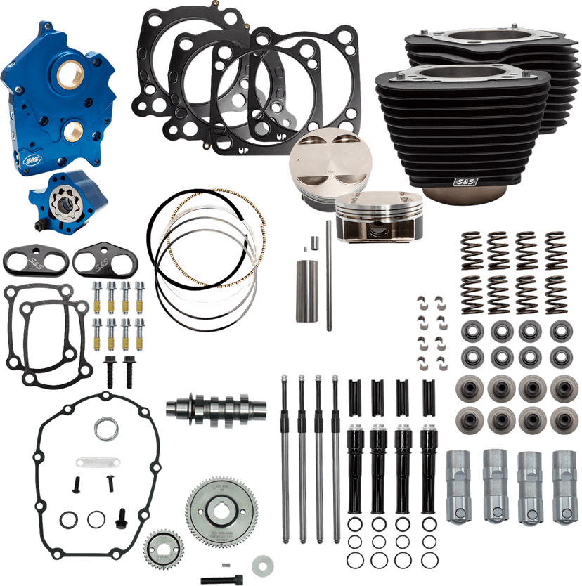 S&S CYCLE 09040193 Power Pack - Oil Cooled - 550G - Wrinkle Black w/o Highlight - Black Pushrod Tubes - M8