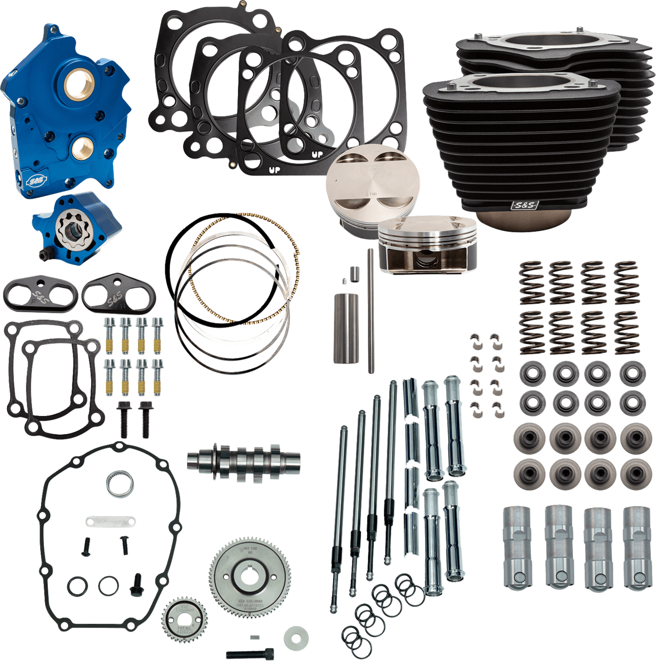 S&S CYCLE 09040199 Power Pack - Oil Cooled - 550G - Wrinkle Black w/o Highlight - Chrome Pushrod Tubes - M8