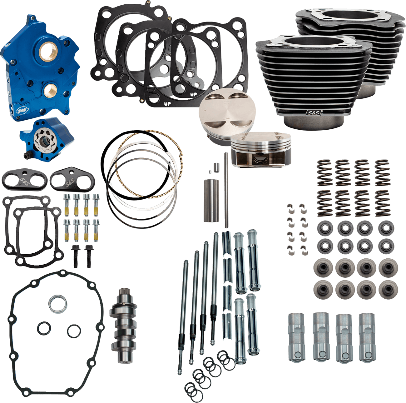S&S CYCLE 09040200 Power Pack - Water Cooled - 550C - Black Granite w/Highlight - Chrome Pushrod Tubes - M8