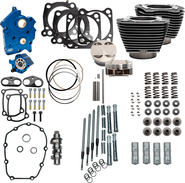 S&S CYCLE 09040200 Power Pack - Water Cooled - 550C - Black Granite w/Highlight - Chrome Pushrod Tubes - M8
