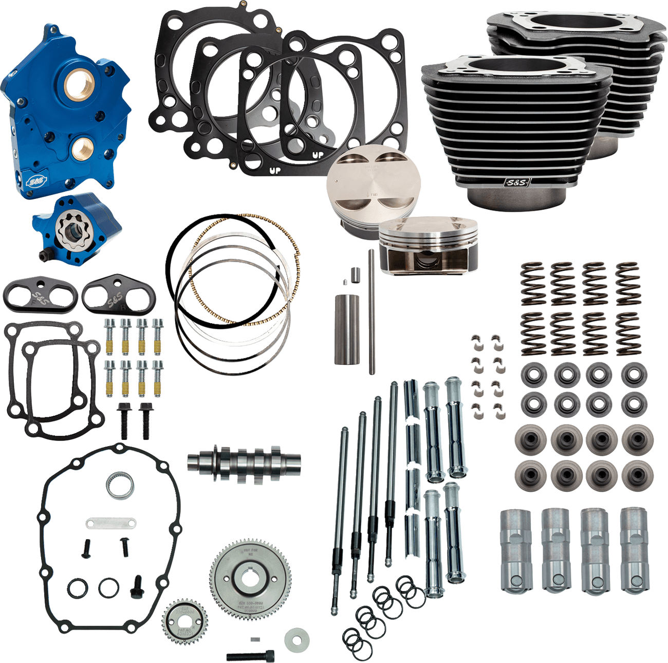 S&S CYCLE 09040201 Power Pack - Water Cooled - 550G - Black Granite w/Highlight - Chrome Pushrod Tubes - M8