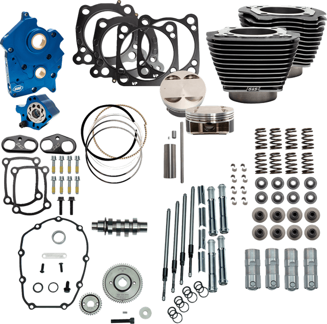 S&S CYCLE 09040201 Power Pack - Water Cooled - 550G - Black Granite w/Highlight - Chrome Pushrod Tubes - M8