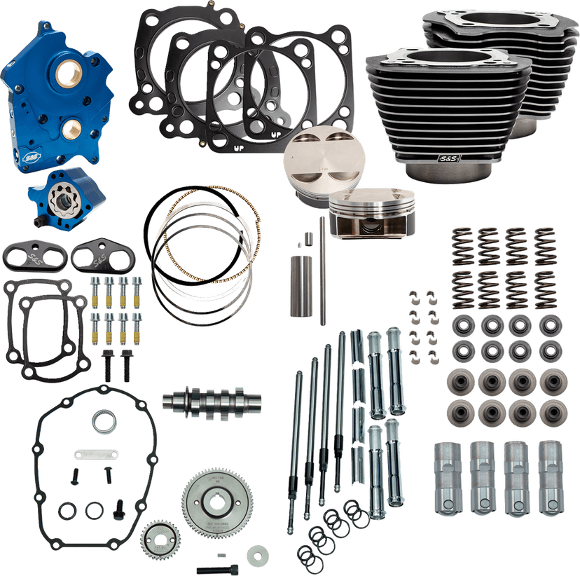 S&S CYCLE 09040201 Power Pack - Water Cooled - 550G - Black Granite w/Highlight - Chrome Pushrod Tubes - M8