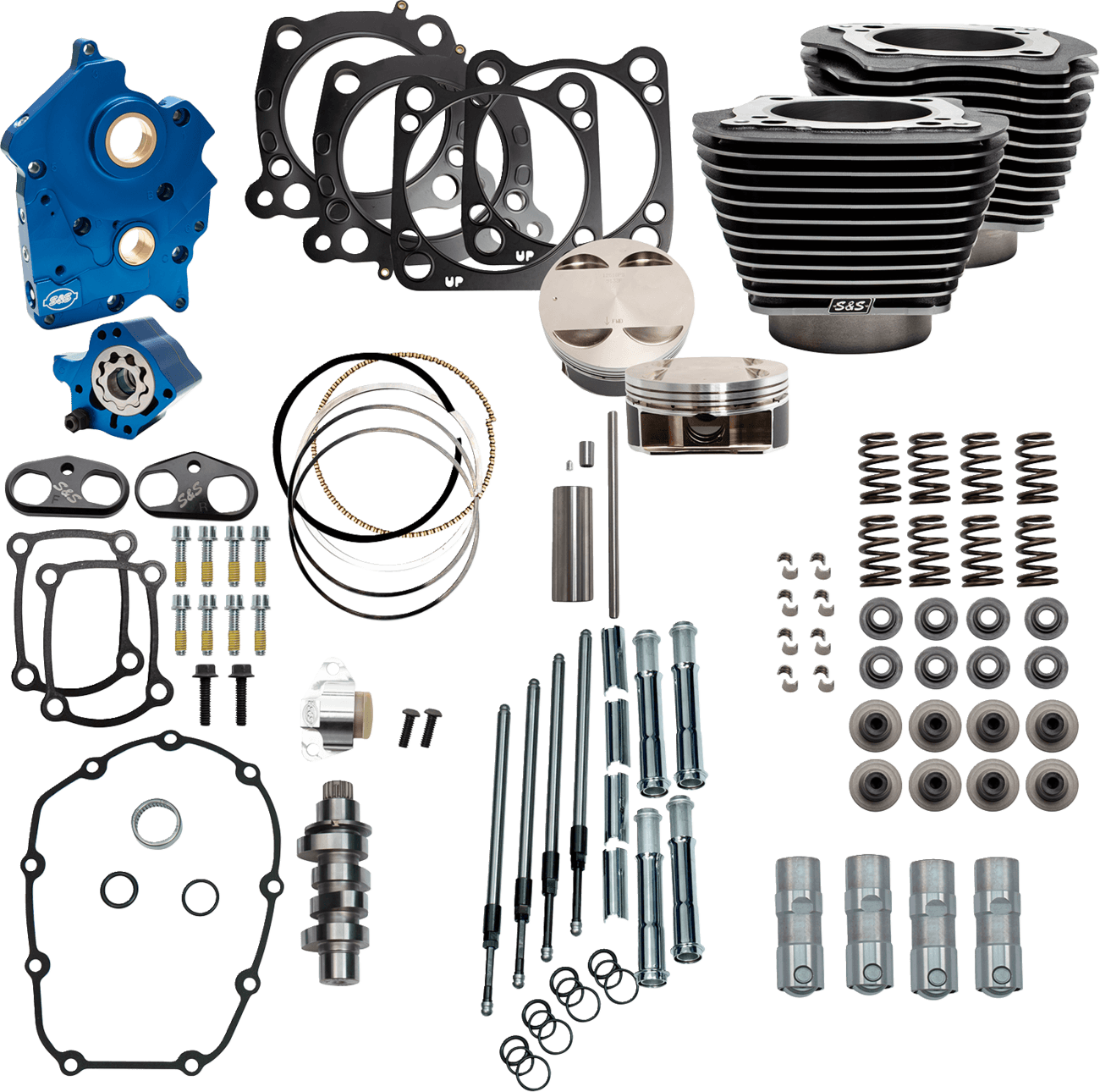 S&S CYCLE 09040202 Power Pack - Oil Cooled - 550C - Black Granite w/Highlight - Chrome Pushrod Tubes - M8
