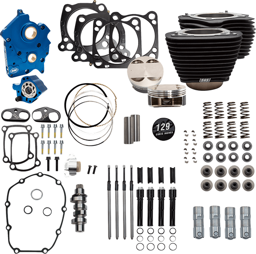 S&S CYCLE 09040207 Power Pack - Oil Cooled - 550C - Wrinkle Black w/o Highlight - Black Pushrod Tubes - 107" M8