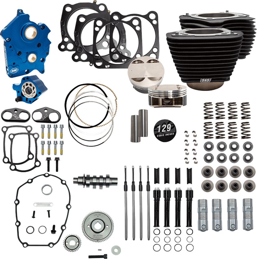 S&S CYCLE 09040209 Power Pack - Oil Cooled - 550G - Wrinkle Black w/o Highlight - Black Pushrod Tubes - 107" M8
