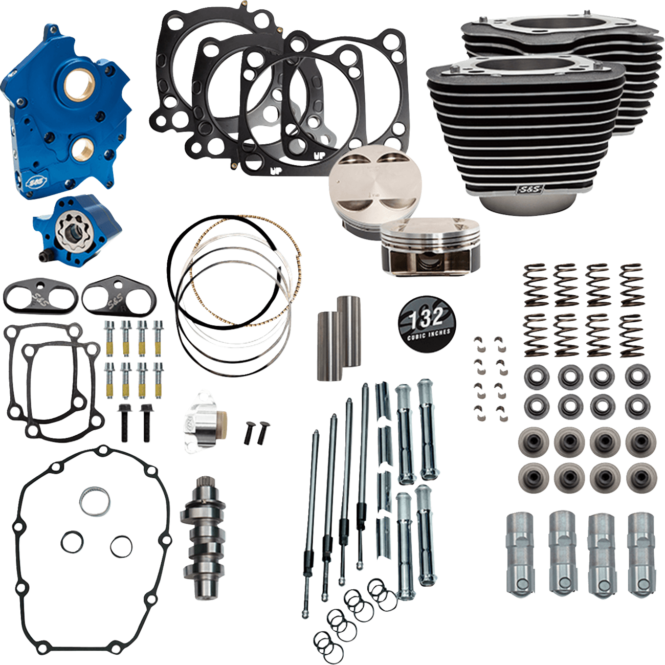 S&S CYCLE 09040212 Power Pack - Oil Cooled - 550C - Wrinkle Black w/Highlight - Chrome Pushrod Tubes - 114"/117" M8