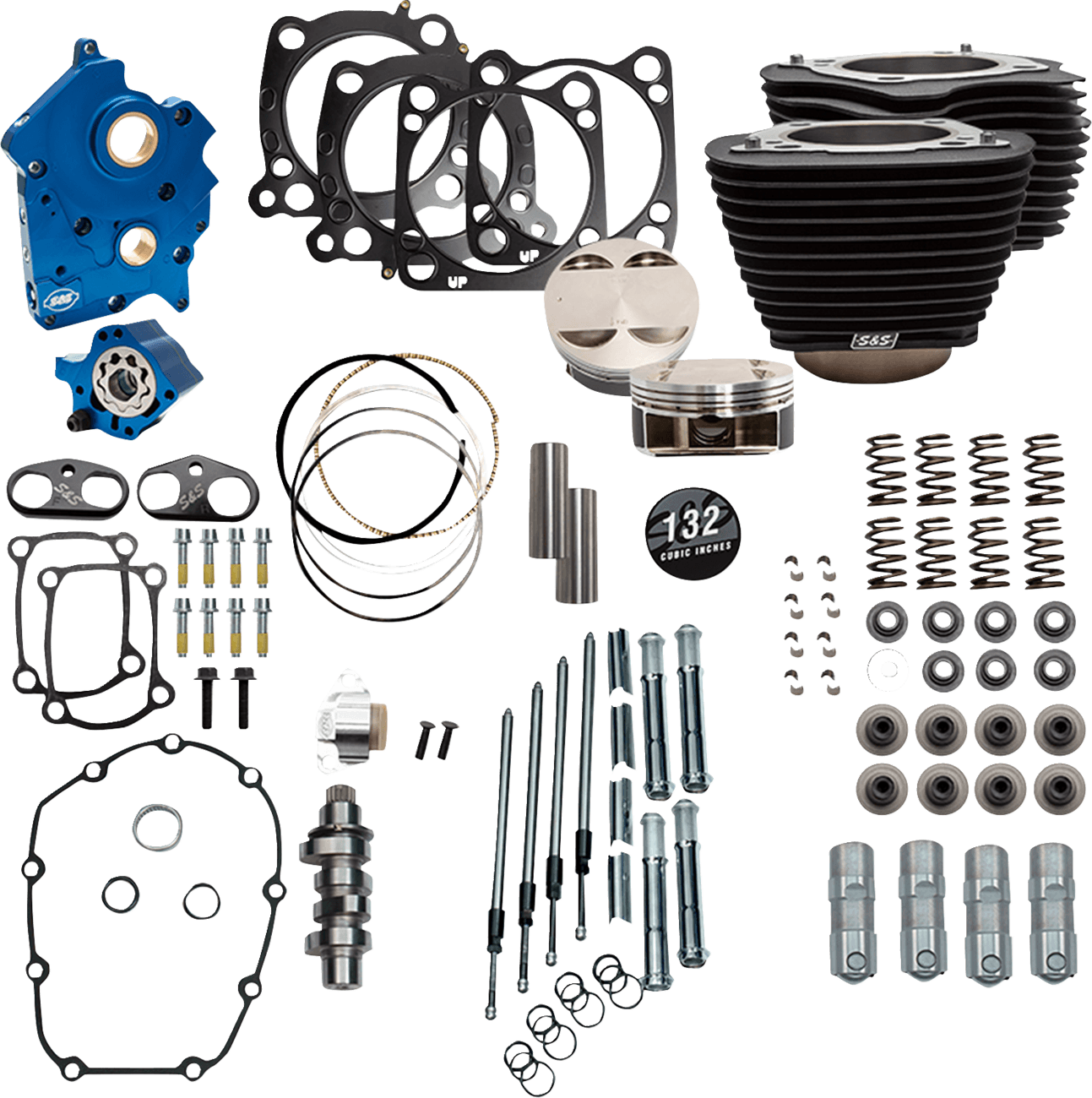 S&S CYCLE 09040214 Power Pack - Oil Cooled - 550C - Wrinkle Black w/o Highlight - Chrome Pushrod Tubes - 114"/117" M8
