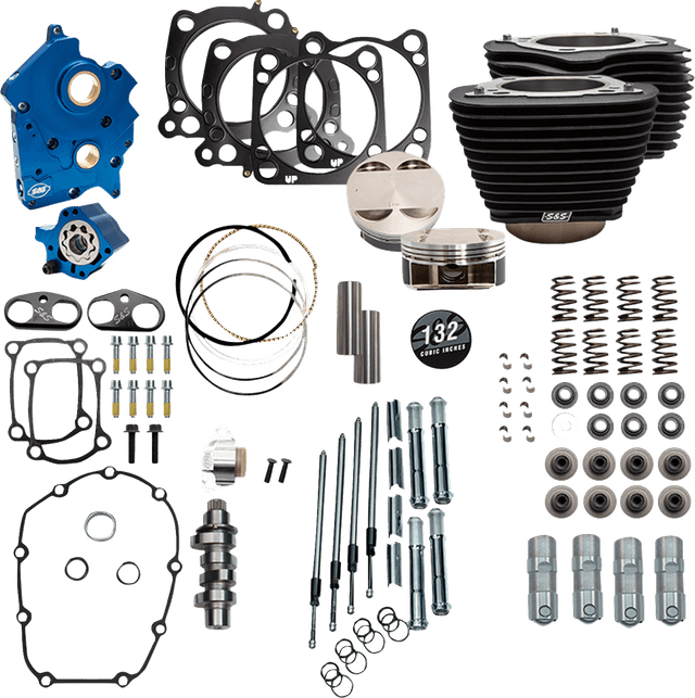 S&S CYCLE 09040214 Power Pack - Oil Cooled - 550C - Wrinkle Black w/o Highlight - Chrome Pushrod Tubes - 114"/117" M8
