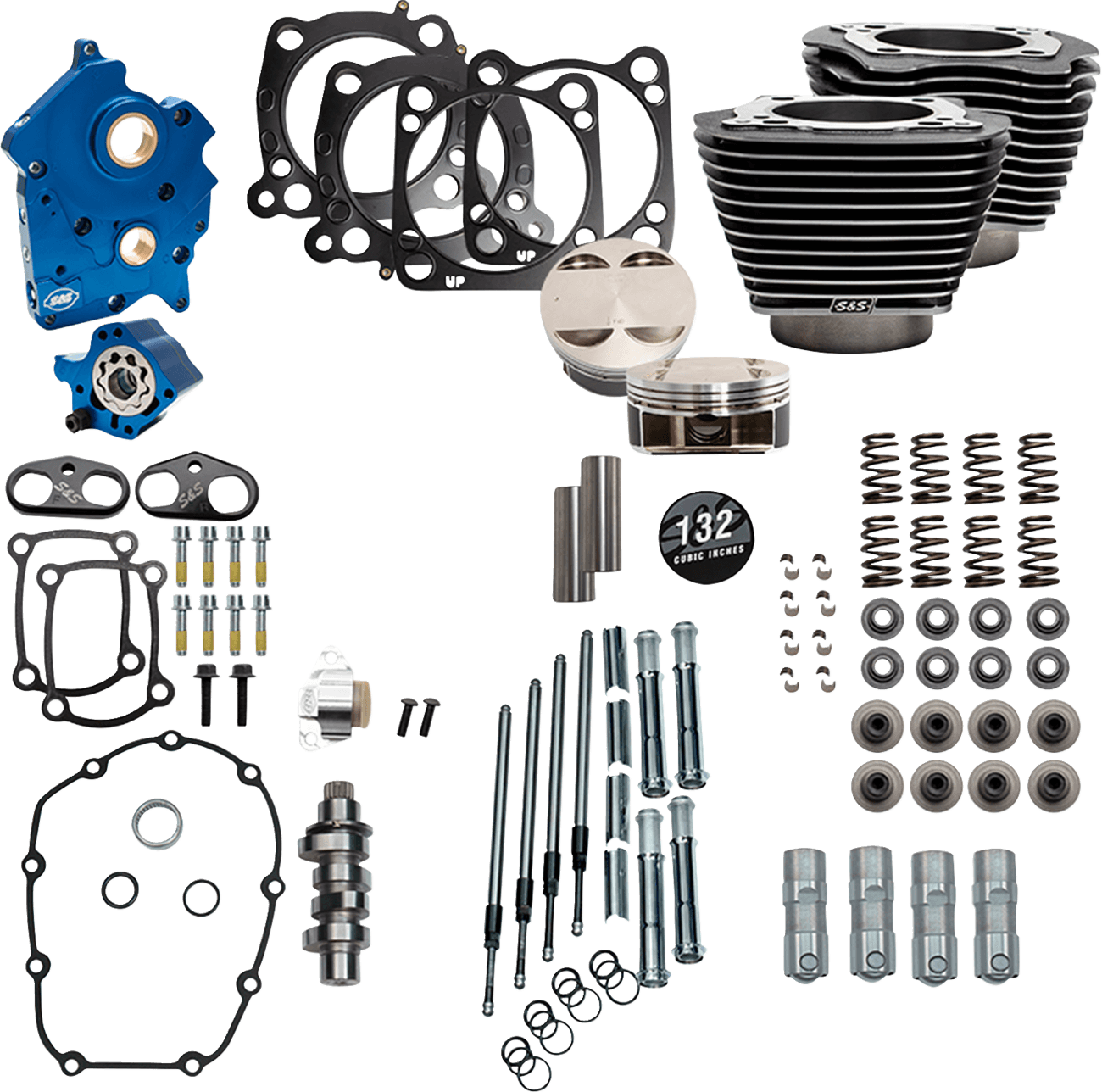 S&S CYCLE 09040216 Power Pack - Water Cooled - 550C - Black Granite w/Highlight - Chrome Pushrod Tubes - 114"/117" M8