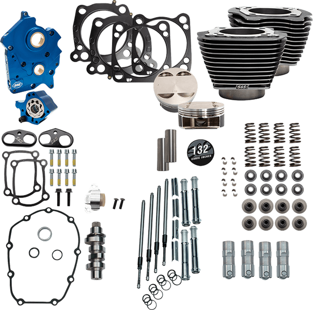 S&S CYCLE 09040216 Power Pack - Water Cooled - 550C - Black Granite w/Highlight - Chrome Pushrod Tubes - 114"/117" M8