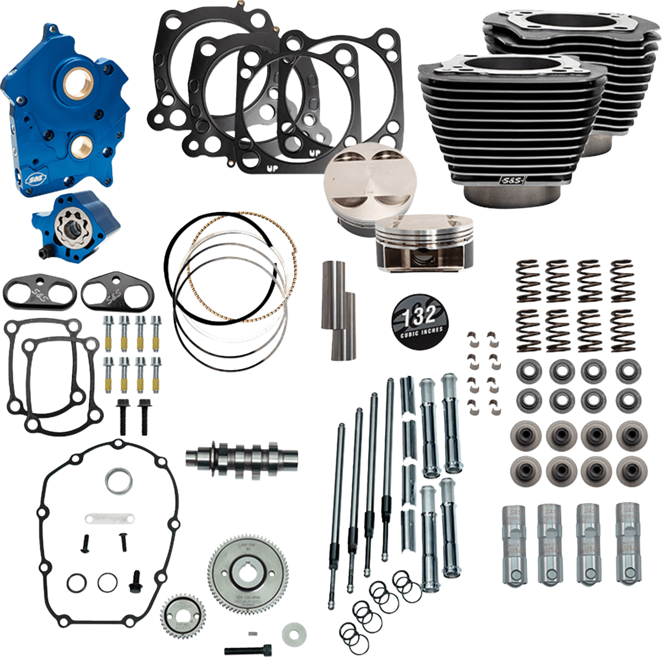 S&S CYCLE 09040217 Power Pack - Water Cooled - 550G - Black Granite w/Highlight - Chrome Pushrod Tubes -114"/117" M8