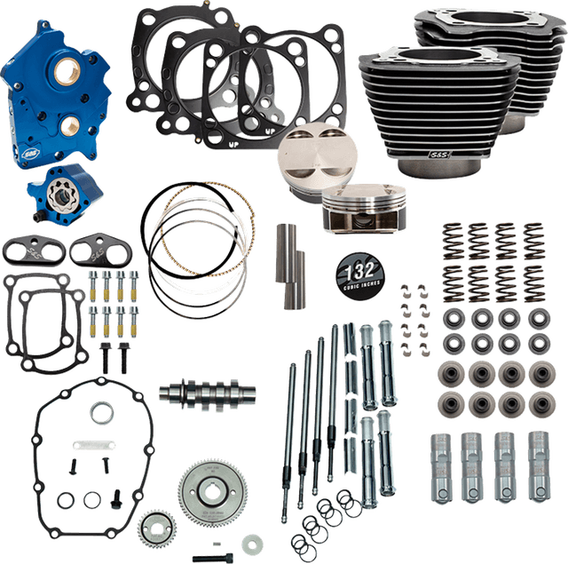 S&S CYCLE 09040217 Power Pack - Water Cooled - 550G - Black Granite w/Highlight - Chrome Pushrod Tubes -114"/117" M8