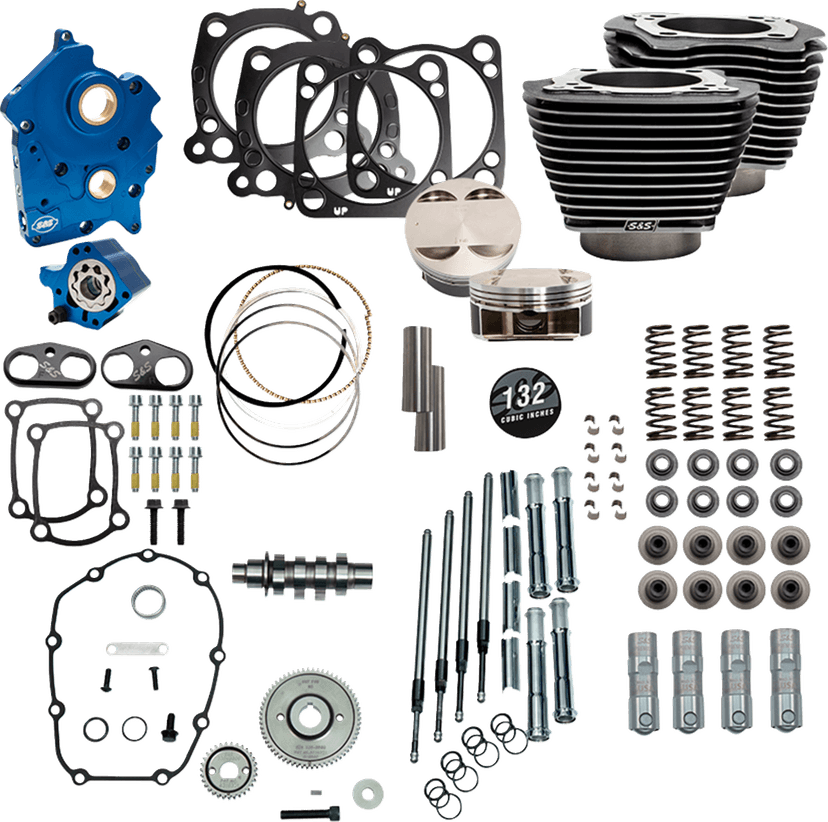 S&S CYCLE 09040217 Power Pack - Water Cooled - 550G - Black Granite w/Highlight - Chrome Pushrod Tubes -114"/117" M8