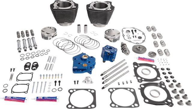 S&S CYCLE 09040222 Power Package - Oil Cooled - 496 Chain Drive - Wrinkle Black w/Highlight - M8