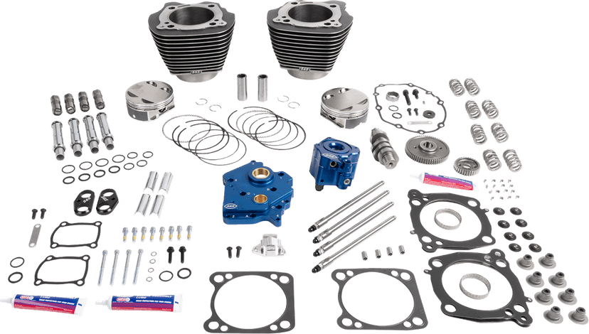 S&S CYCLE 09040223 Power Package - Oil Cooled - 496 Gear Drive - Black Granite w/Highlight - M8