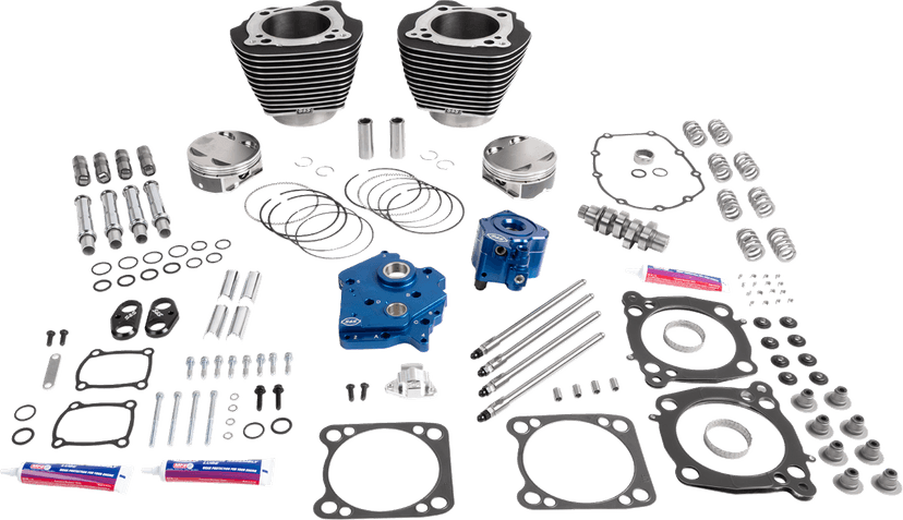 S&S CYCLE 09040225 Power Package - Oil Cooled - 496 Gear Drive - Wrinkle Black w/Highlight - M8
