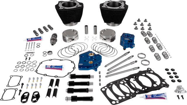 S&S CYCLE 09040226 Power Pack - Oil Cooled - 496 Chain Drive - Wrinkle Black w/o Highlight - M8