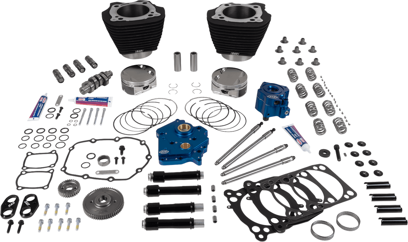 S&S CYCLE 09040230 Power Pack - Oil Cooled - 496 Gear Drive - Wrinkle Black w/o Highlight - M8
