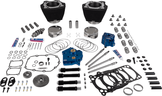 S&S CYCLE 09040230 Power Pack - Oil Cooled - 496 Gear Drive - Wrinkle Black w/o Highlight - M8