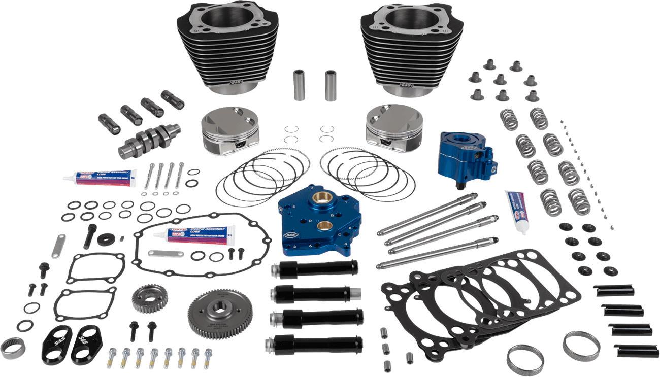 S&S CYCLE 09040231 Power Pack - Oil Cooled - 496 Gear Drive - Wrinkle Black w/Highlight - M8