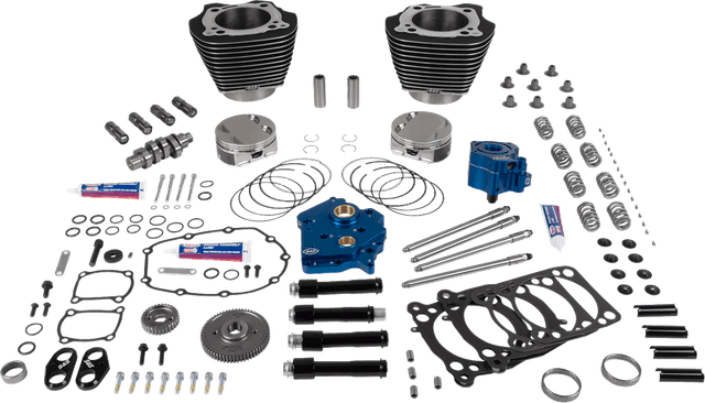 S&S CYCLE 09040233 Power Pack - Oil Cooled - 496 Gear Drive - Wrinkle Black w/Highlight - M8
