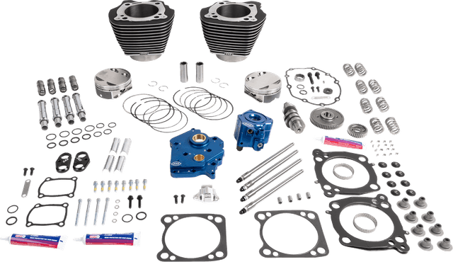 S&S CYCLE 09040240 Power Package - Water Cooled - 496 Gear Drive - Wrinkle Black w/Highlight - M8