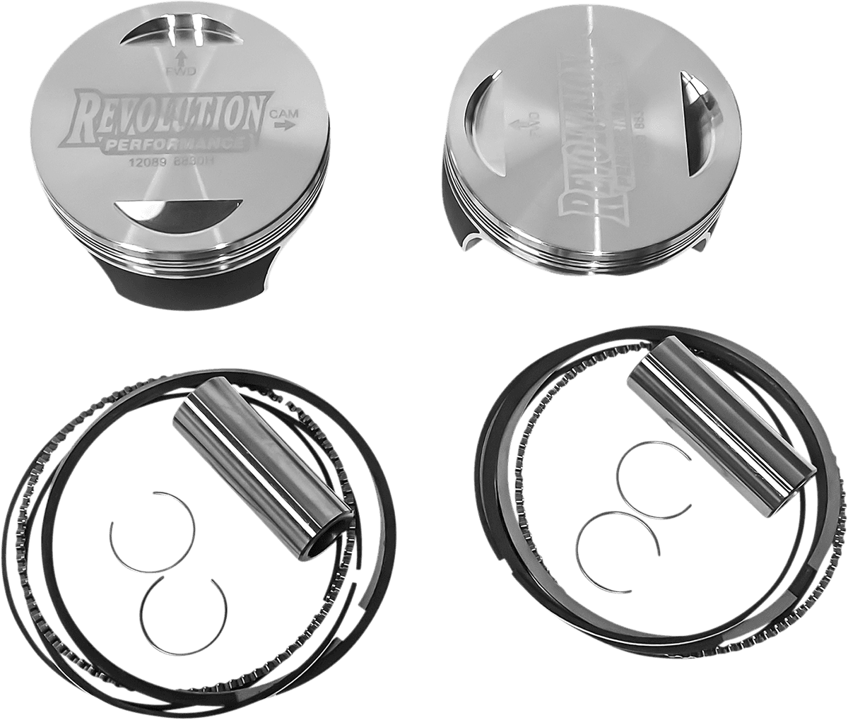REVOLUTION PERFORMANCE, LLC 0910-6372 Piston Kit - Flat-Top - For 107" Big Bore Cylinder Kit - Twin Cam