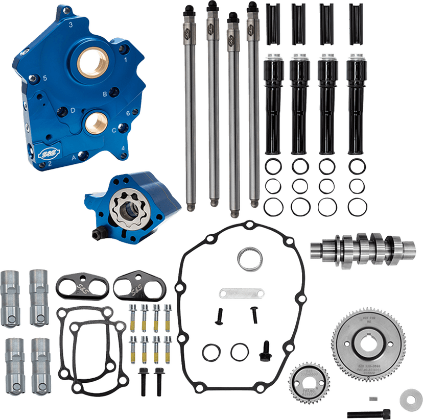 S&S CYCLE 09251636 Cam Chest Kit - 496 Gear Drive Cam - Oil Cooled - Black Pushtubes - M8