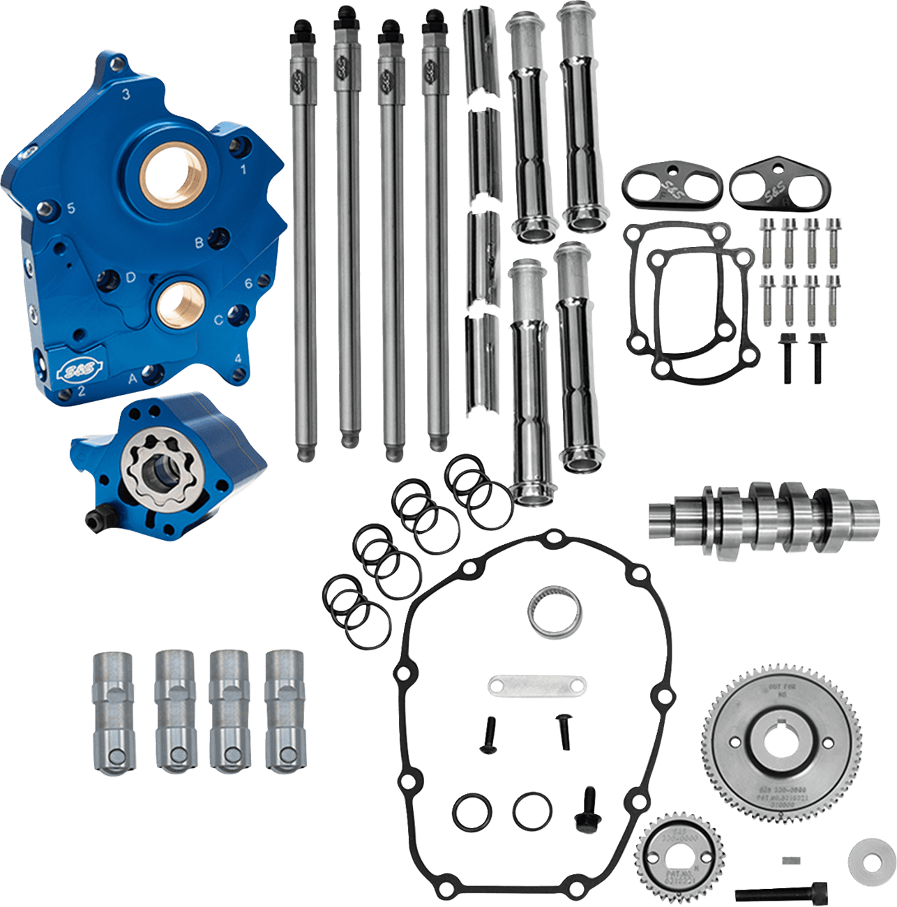 S&S CYCLE 09251639 Cam Chest Kit - 496 Gear Drive Cam - Water Cooled - Chrome Pushtubes - M8