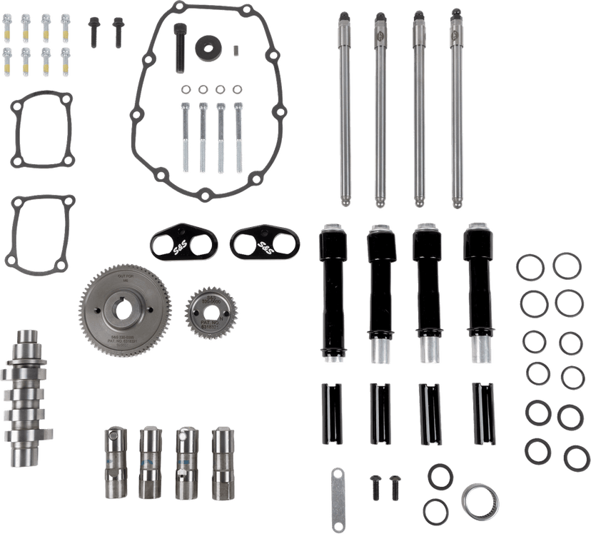 S&S CYCLE 09251643 Camshaft Kit - 496 Gear Drive - Black Pushrod Tubes - M8